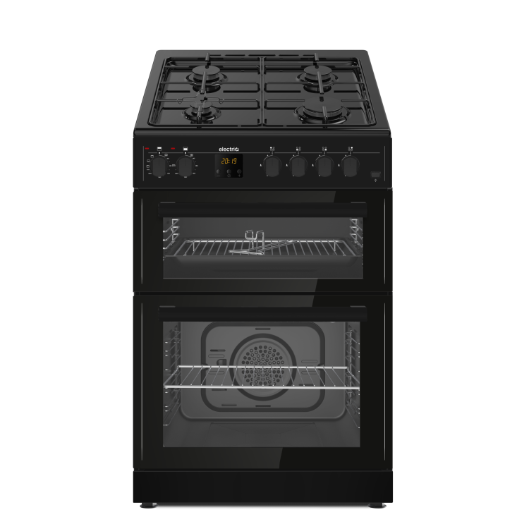 Refurbished electriQ EQDFC360BL 60cm Dual Fuel Cooker with Double Oven Black