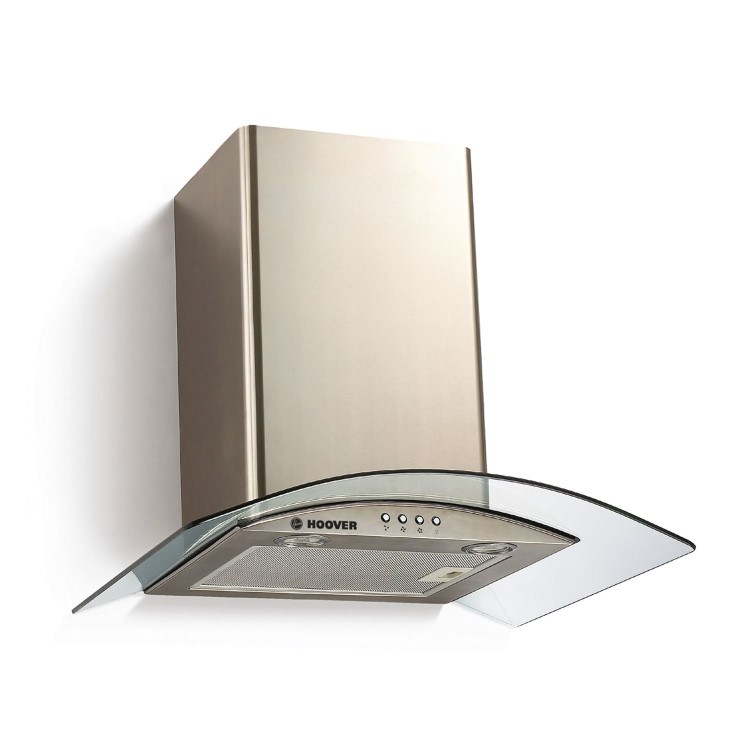 Hoover 60cm Curved Glass Chimney Cooker Hood - Stainless Steel