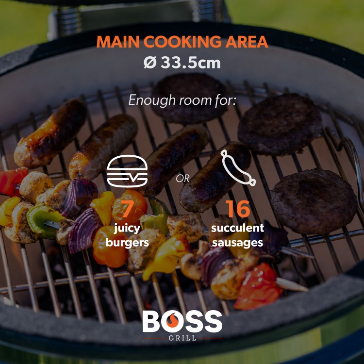 Boss Grill The Egg XS - 15 Inch Ceramic Kamado Style Charcoal Smoker BBQ Grill