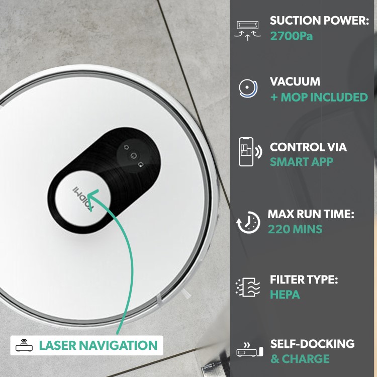 Refurbished Xiaomi Eve Plus Robot Vacuum Cleaner with Laser Navigation and Large Dust Collector for Carpets Hard Floor and Mopping