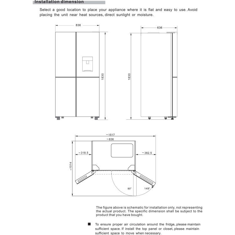 Hoover H-Fridge 700 Maxi 432 Litre Four Door Freestanding Fridge Freezer - Gentle Silver