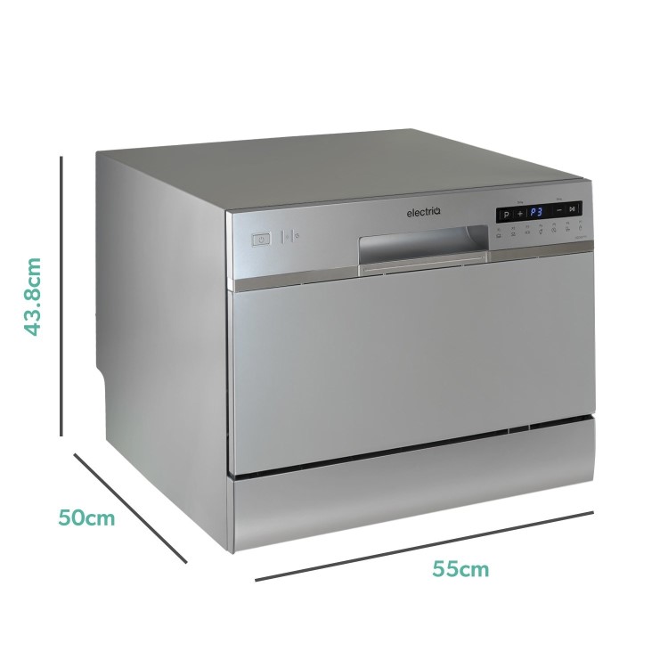 electriQ 6 Place Settings Freestanding Table Top Dishwasher - Silver