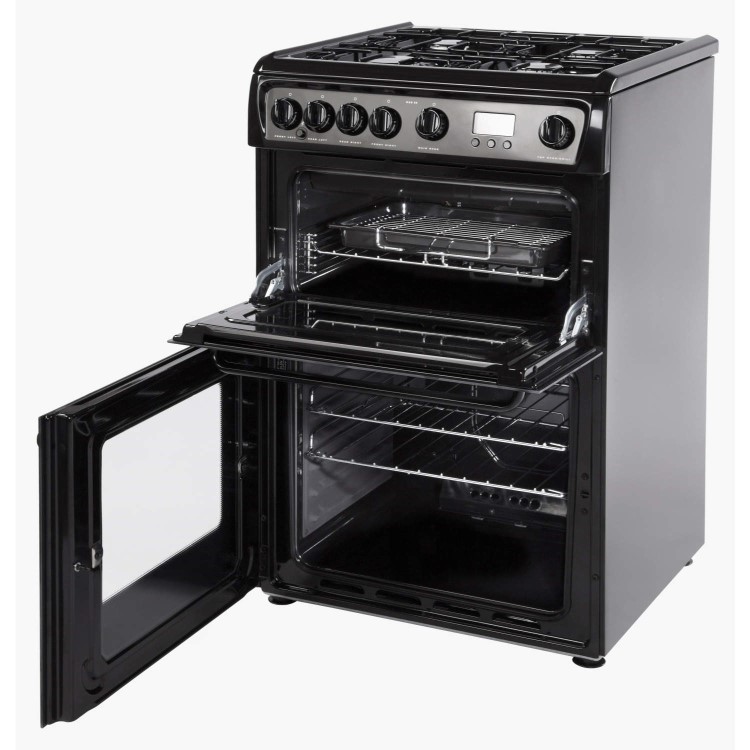 Hotpoint 60cm Double Oven Gas Cooker - Black