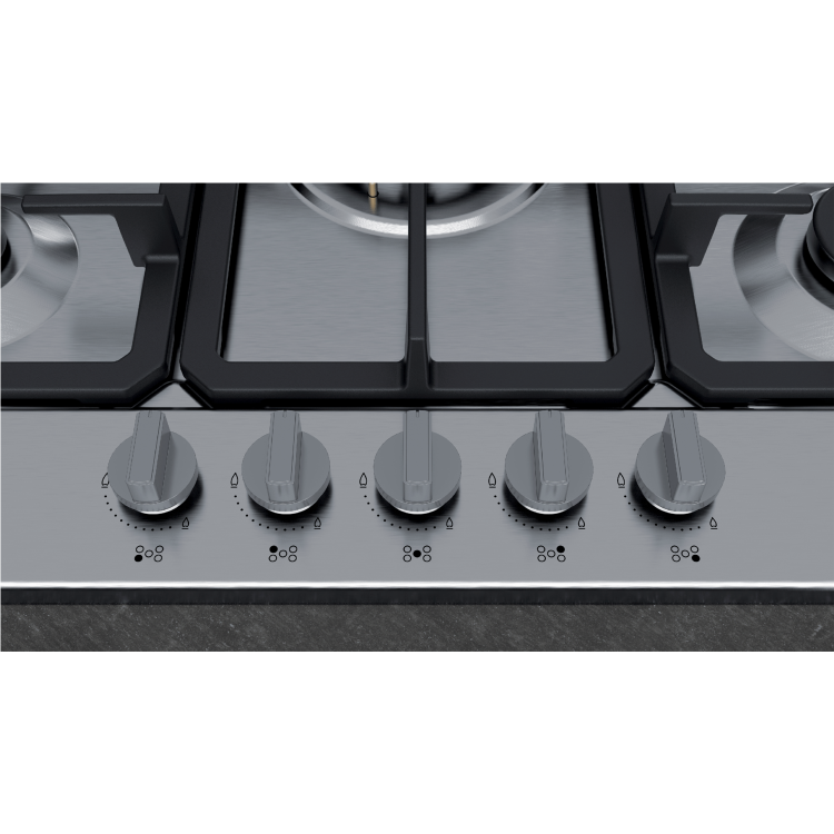 Refurbished Neff N50 T27BB59N0 75cm 5 Burner Gas Hob with Cast Iron Pan Stands Stainless Steel