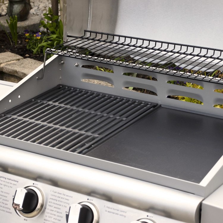 Boss Grill Georgia Classic - 4 Burner Gas BBQ Grill with Side Burner - Silver