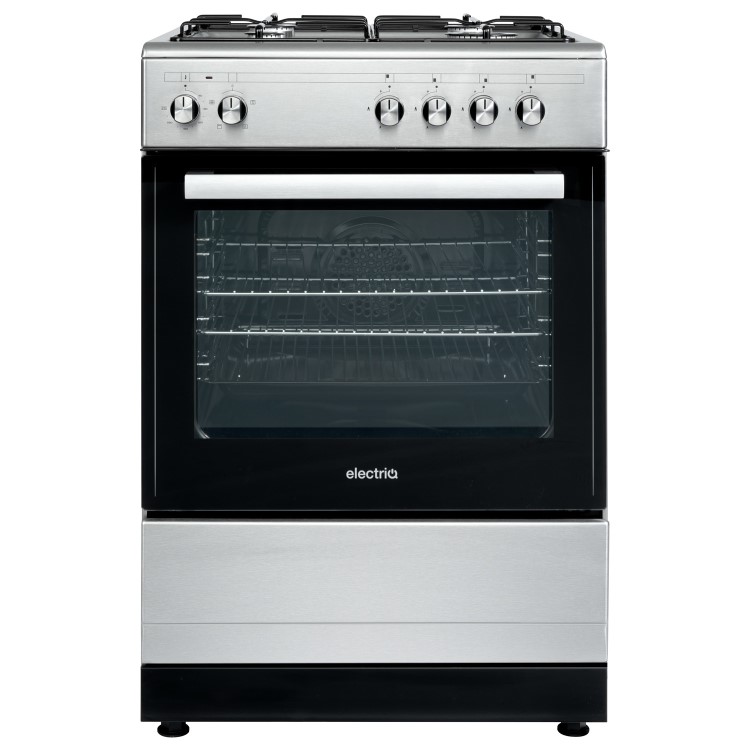 electriQ 60cm Dual Fuel Single Oven Cooker - Stainless Steel