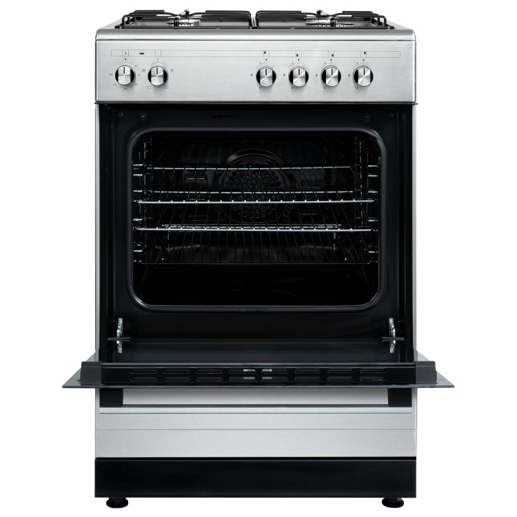 electriQ 60cm Dual Fuel Single Oven Cooker - Stainless Steel