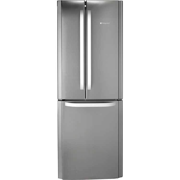 Refurbished Hotpoint FFU3DX1 Freestanding 446 Litre 55/45 Fridge Freezer Stainless Steel Look