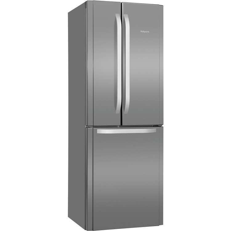 Refurbished Hotpoint FFU3DX1 Freestanding 446 Litre 55/45 Fridge Freezer Stainless Steel Look