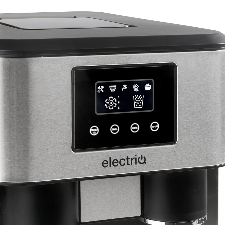 Refurbished electriQ eiqicecm Countertop Ice Maker With Ice Crusher and Water Dispenser Stainless Steel/Black