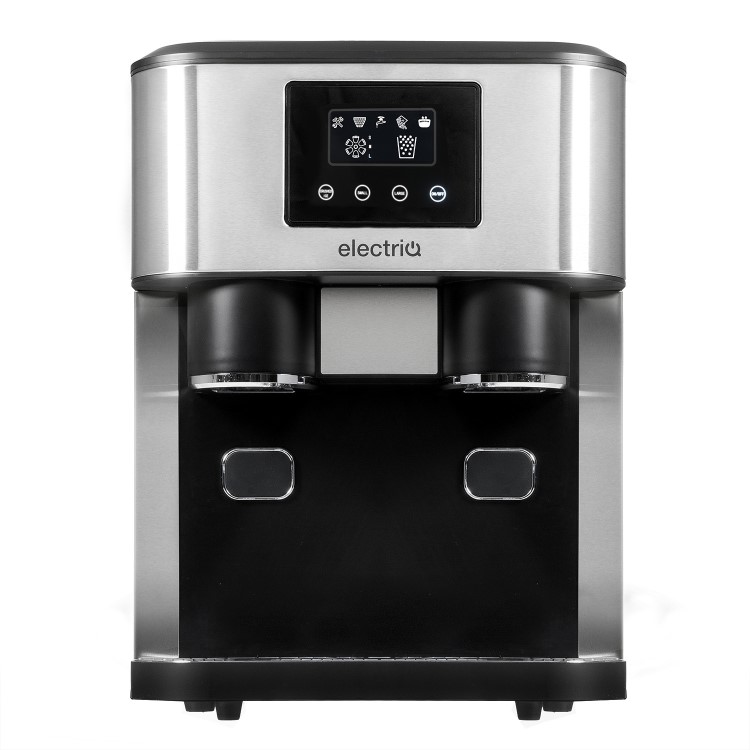 Refurbished electriQ eiqicecm Countertop Ice Maker With Ice Crusher and Water Dispenser Stainless Steel/Black