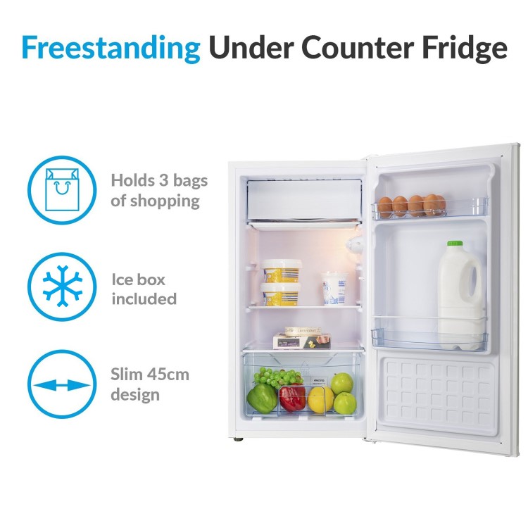 Refurbished electriQ EQ45FRIDGEICEve Freestanding 62 Litre Under Counter Fridge with Ice Box White