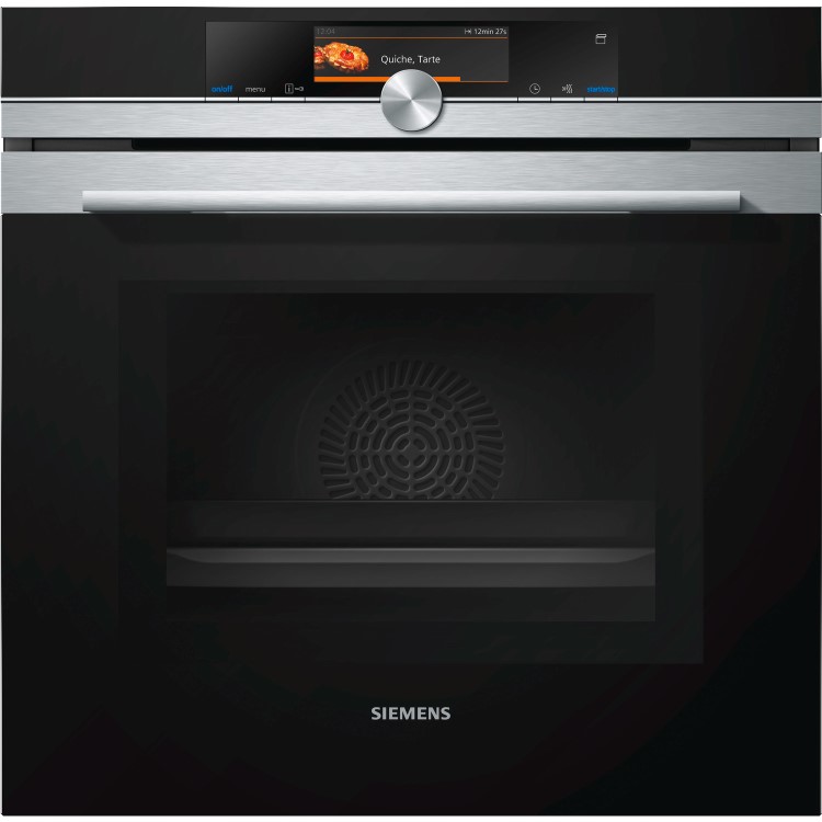 Refurbished Siemens iQ700 HN678GES6B 60cm Single Built In Electric Oven with Microwave & Added Steam Stainless Steel