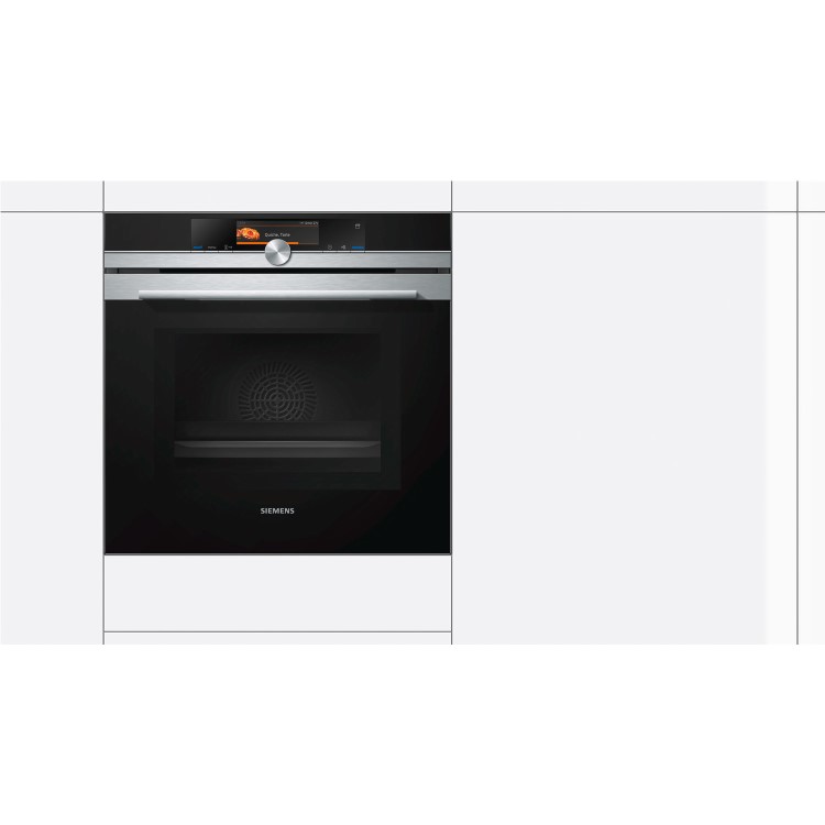 Refurbished Siemens iQ700 HN678GES6B 60cm Single Built In Electric Oven with Microwave & Added Steam Stainless Steel