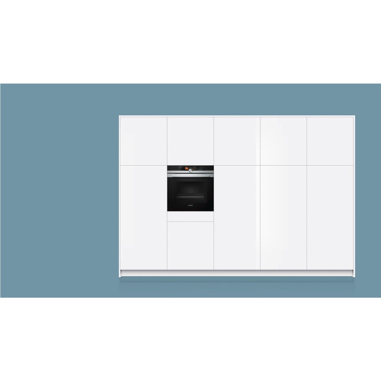 Refurbished Siemens iQ700 HN678GES6B 60cm Single Built In Electric Oven with Microwave & Added Steam Stainless Steel