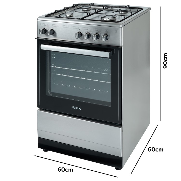 electriQ 60cm Dual Fuel Single Oven Cooker - Stainless Steel