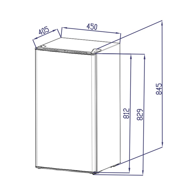 electriQ 61 Litre Freestanding Under Counter Larder Fridge - White