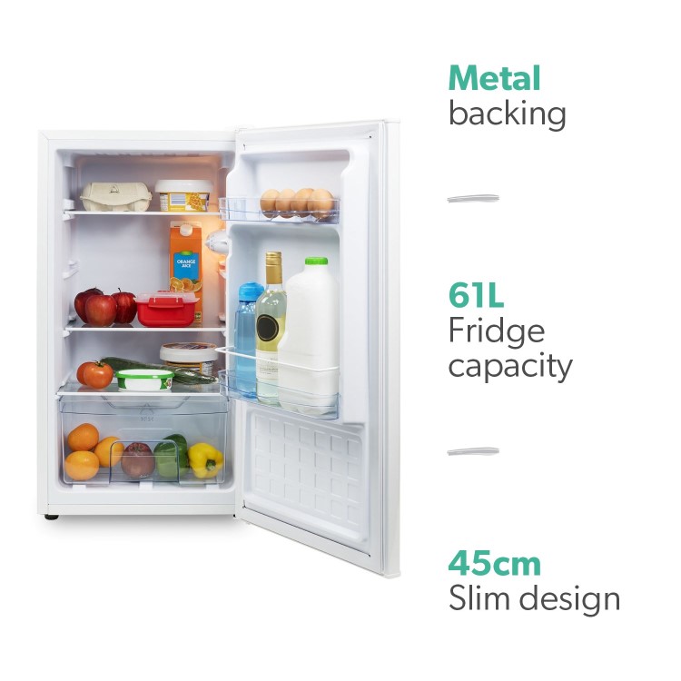 electriQ 61 Litre Freestanding Under Counter Larder Fridge - White