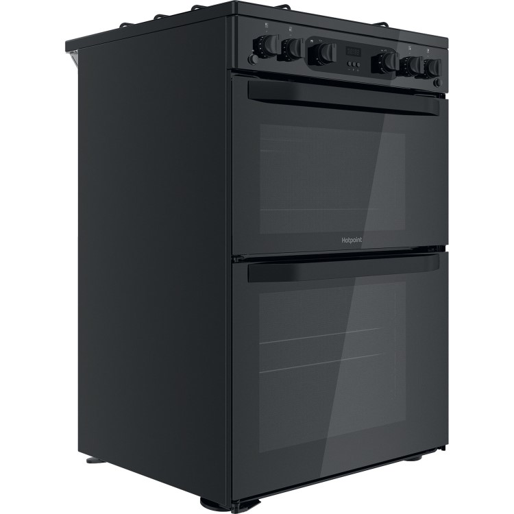 Hotpoint 60cm Double Oven Gas Cooker - Black