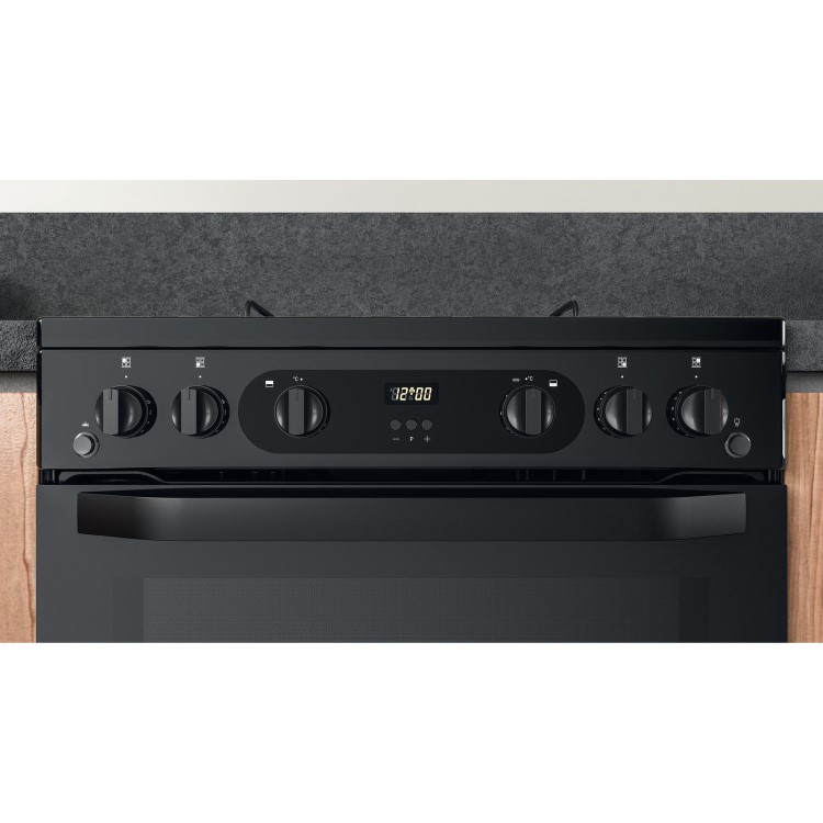 Hotpoint 60cm Double Oven Gas Cooker - Black