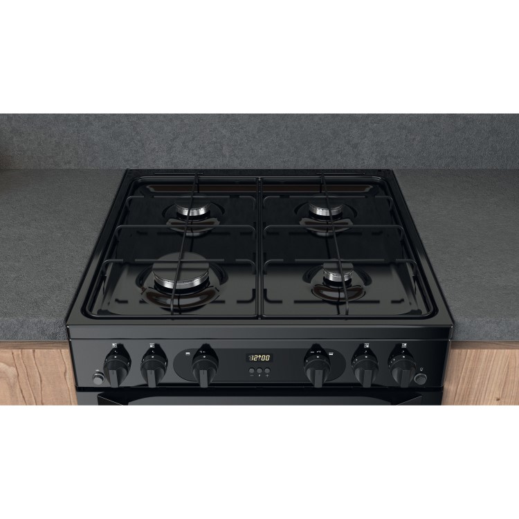 Hotpoint 60cm Double Oven Gas Cooker - Black