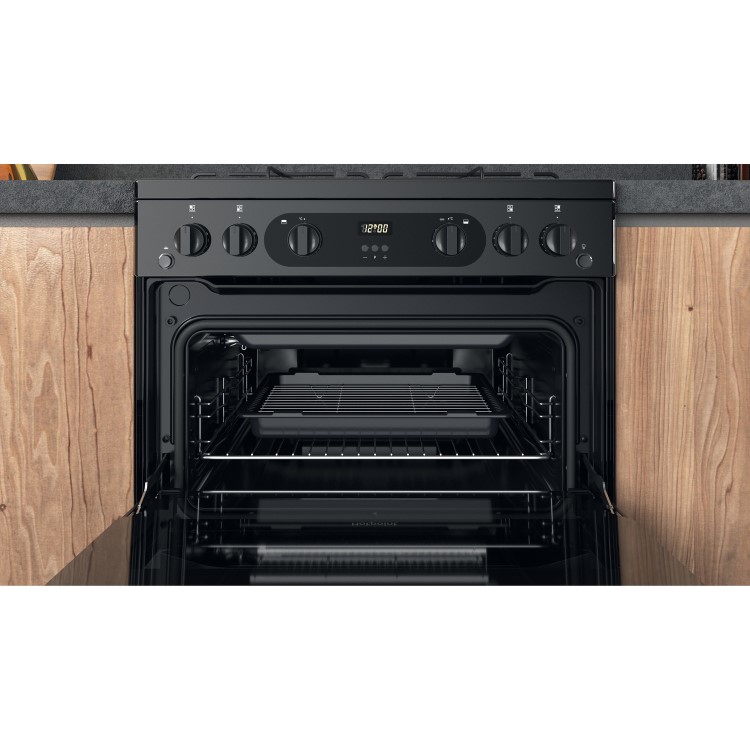 Hotpoint 60cm Double Oven Gas Cooker - Black