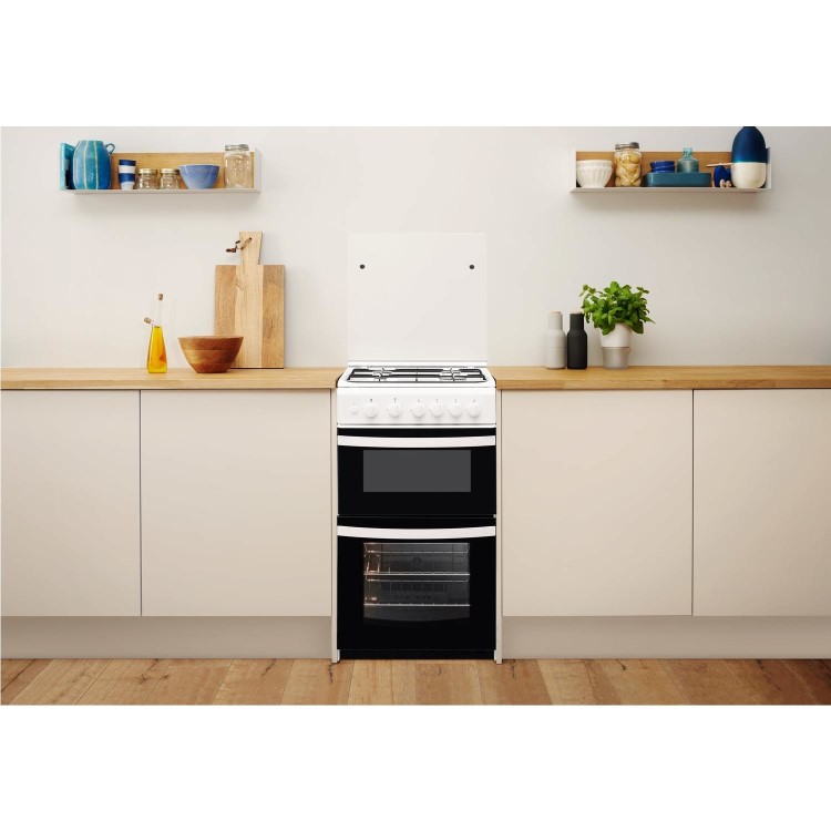 Indesit 50cm Gas Cooker with Lid - White