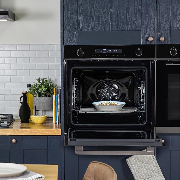 Refurbished Russell Hobbs RHMEO7202DS 60cm Single Built In Electric Oven & Microwave Black