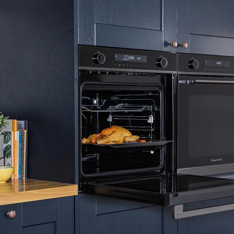 Refurbished Russell Hobbs RHMEO7202DS 60cm Single Built In Electric Oven & Microwave Black