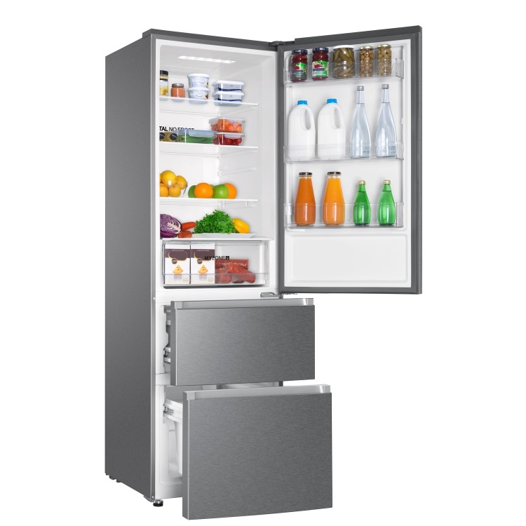 Haier 345 Litre 70/30 Freestanding Fridge Freezer - Stainless steel