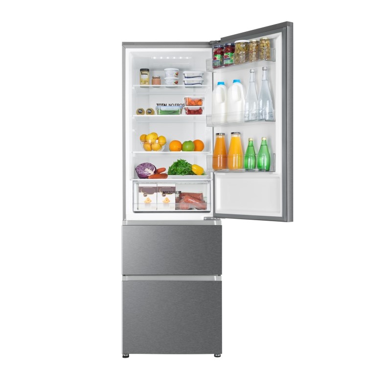 Haier 345 Litre 70/30 Freestanding Fridge Freezer - Stainless steel