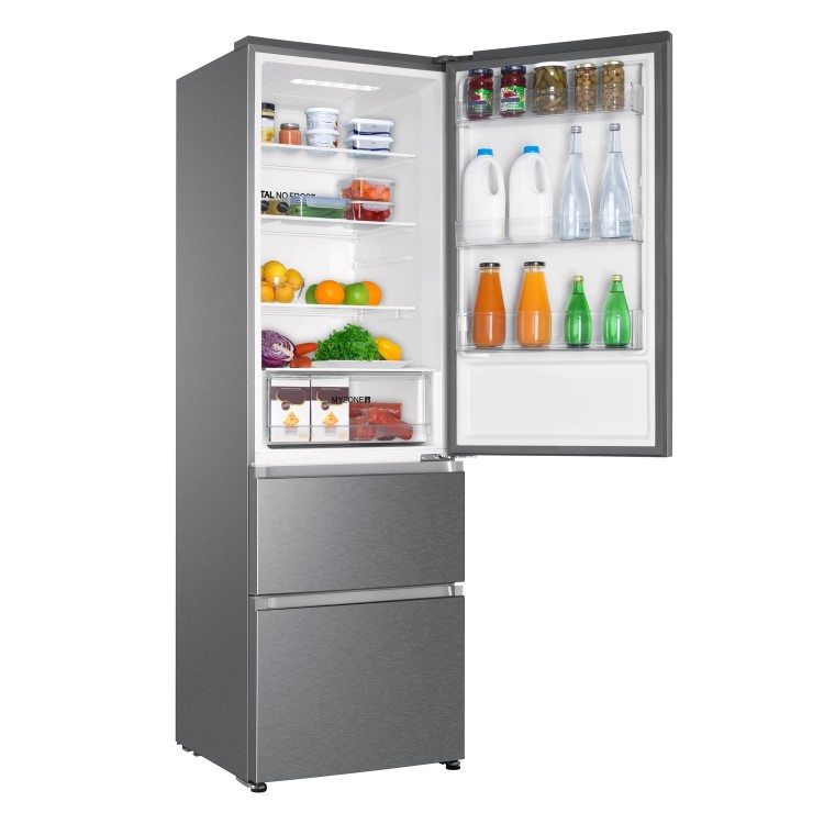 Haier 345 Litre 70/30 Freestanding Fridge Freezer - Stainless steel