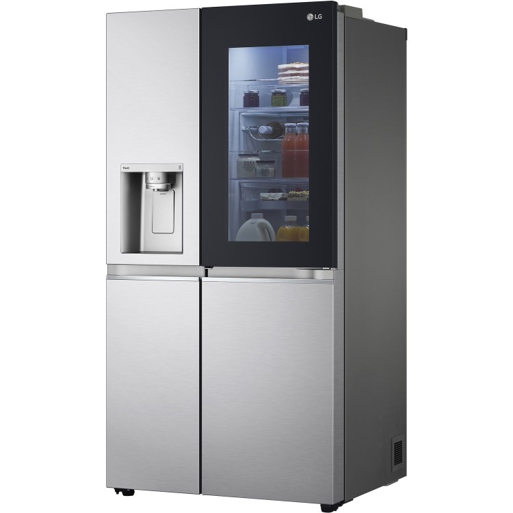 Refurbished LG InstaView ThinQ GSXV91BSAE Freestanding 635 Litre Frost Free American Fridge Freezer Stainless Steel