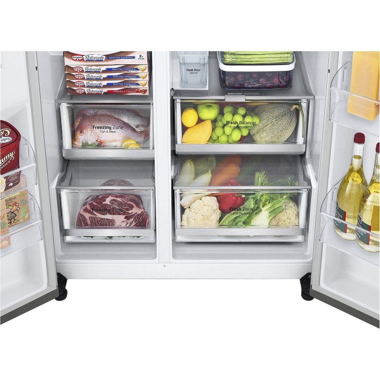 Refurbished LG InstaView ThinQ GSXV91BSAE Freestanding 635 Litre Frost Free American Fridge Freezer Stainless Steel