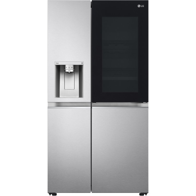 Refurbished LG InstaView ThinQ GSXV91BSAE Freestanding 635 Litre Frost Free American Fridge Freezer Stainless Steel