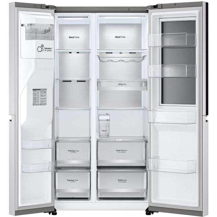 Refurbished LG InstaView ThinQ GSXV91BSAE Freestanding 635 Litre Frost Free American Fridge Freezer Stainless Steel