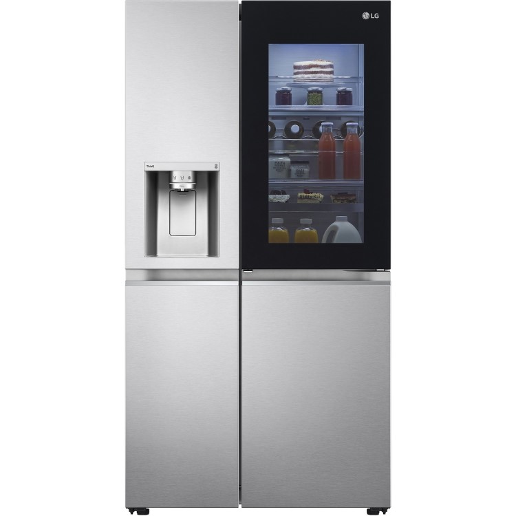 Refurbished LG InstaView ThinQ GSXV91BSAE Freestanding 635 Litre Frost Free American Fridge Freezer Stainless Steel