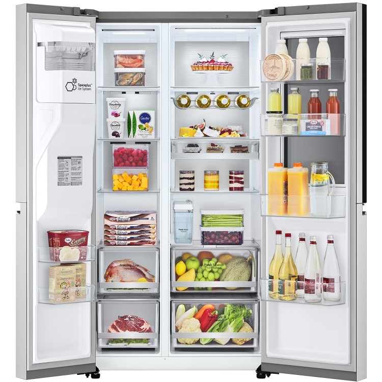 Refurbished LG InstaView ThinQ GSXV91BSAE Freestanding 635 Litre Frost Free American Fridge Freezer Stainless Steel