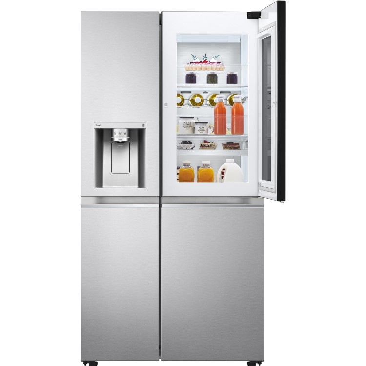 Refurbished LG InstaView ThinQ GSXV91BSAE Freestanding 635 Litre Frost Free American Fridge Freezer Stainless Steel