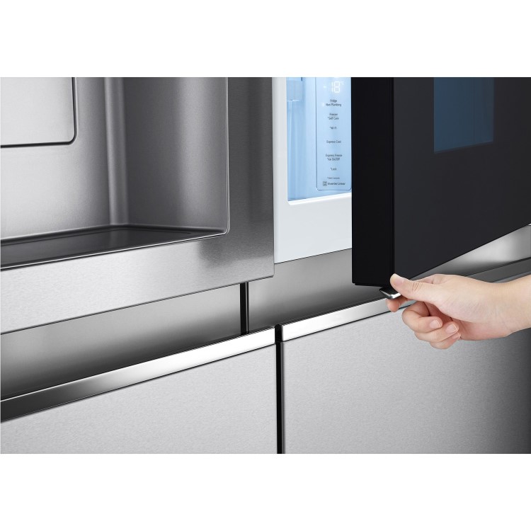 Refurbished LG InstaView ThinQ GSXV91BSAE Freestanding 635 Litre Frost Free American Fridge Freezer Stainless Steel