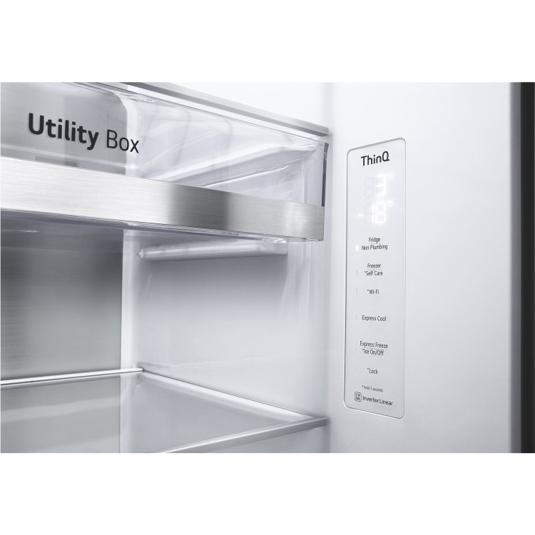 Refurbished LG InstaView ThinQ GSXV91BSAE Freestanding 635 Litre Frost Free American Fridge Freezer Stainless Steel