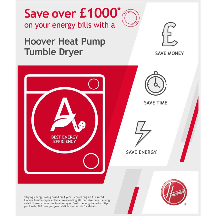 Hoover H-Dry 300 8kg Heat Pump Tumble Dryer - White