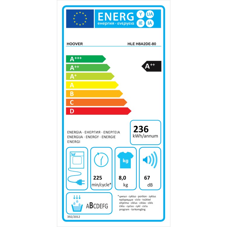 Hoover H-Dry 300 8kg Heat Pump Tumble Dryer - White