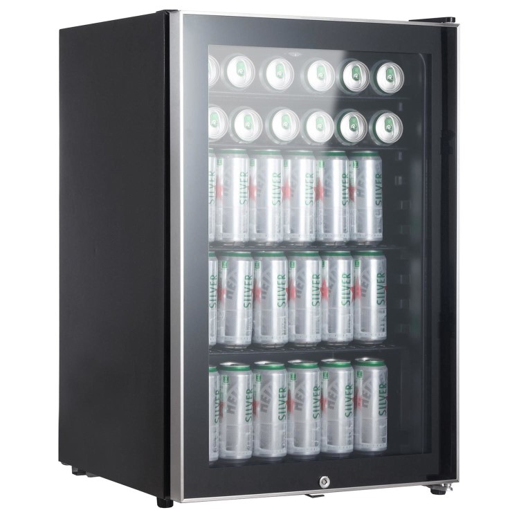 electriQ 115 Litre Drinks Fridge - Black with Stainless Steel Trim