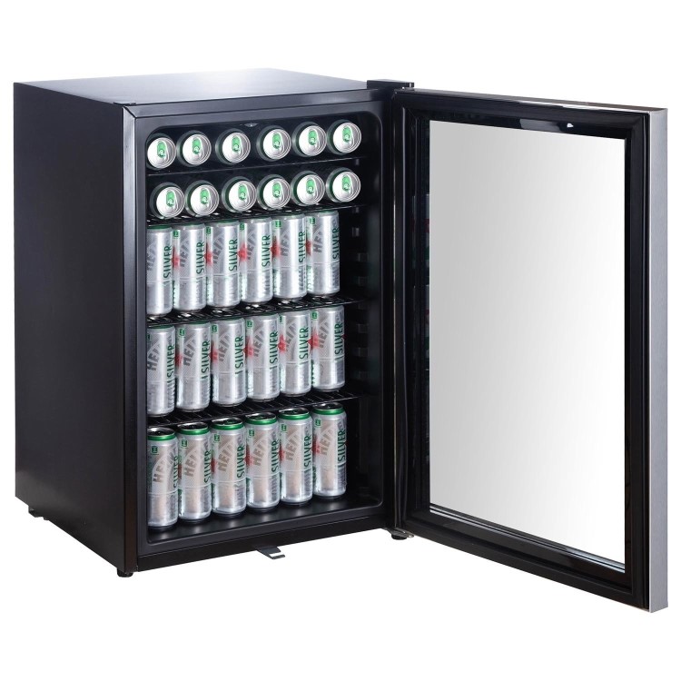 electriQ 115 Litre Drinks Fridge - Black with Stainless Steel Trim