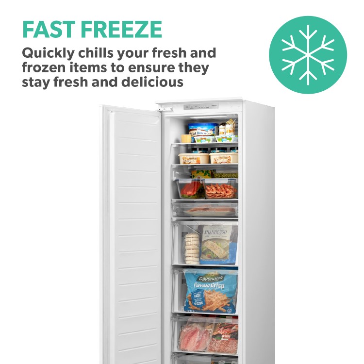 Refurbished electriQ eiQINT54177FZ Integrated 212 Litre In Column Frost Free Freezer 