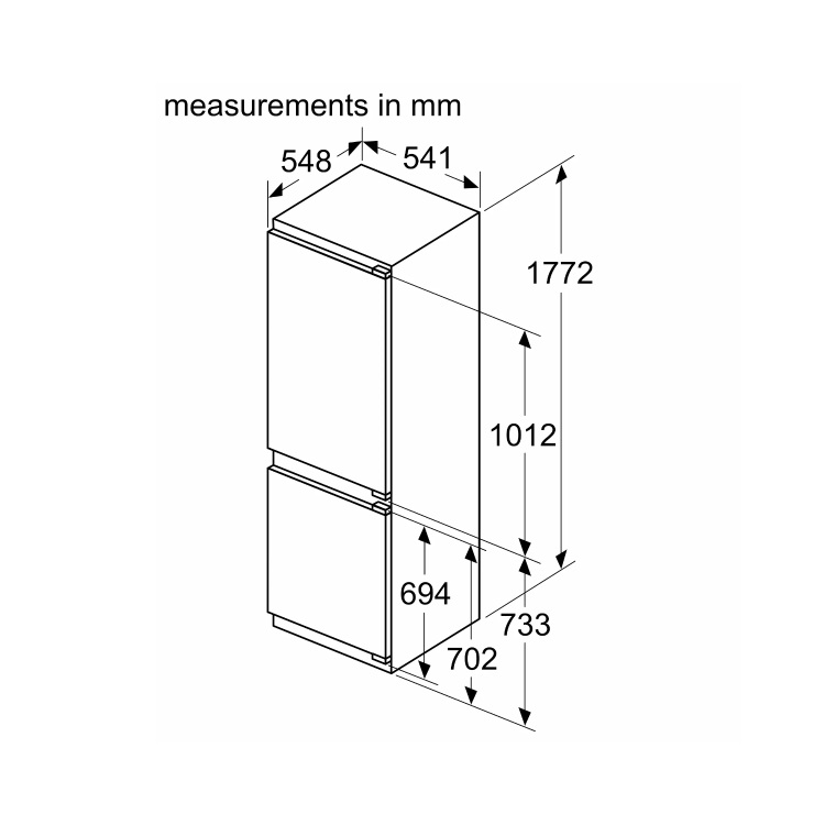 Neff N30 260 Litre 70/30 Integrated Fridge Freezer