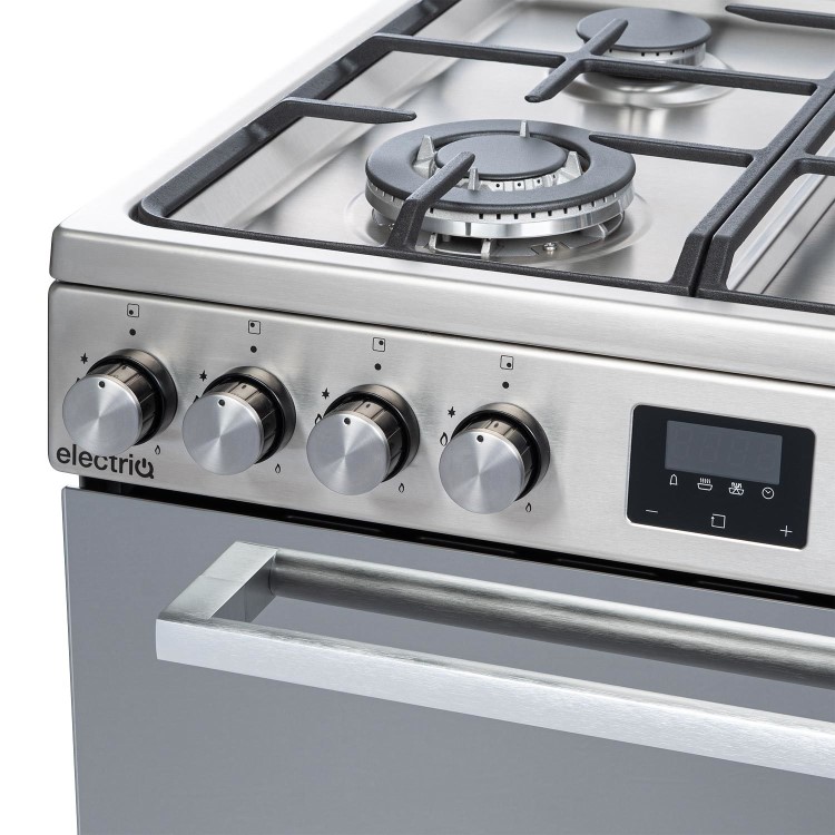 electriQ 60cm Double Oven Dual Fuel Cooker with Mirror Door