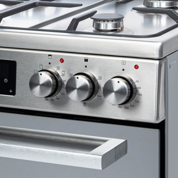 electriQ 60cm Double Oven Dual Fuel Cooker with Mirror Door