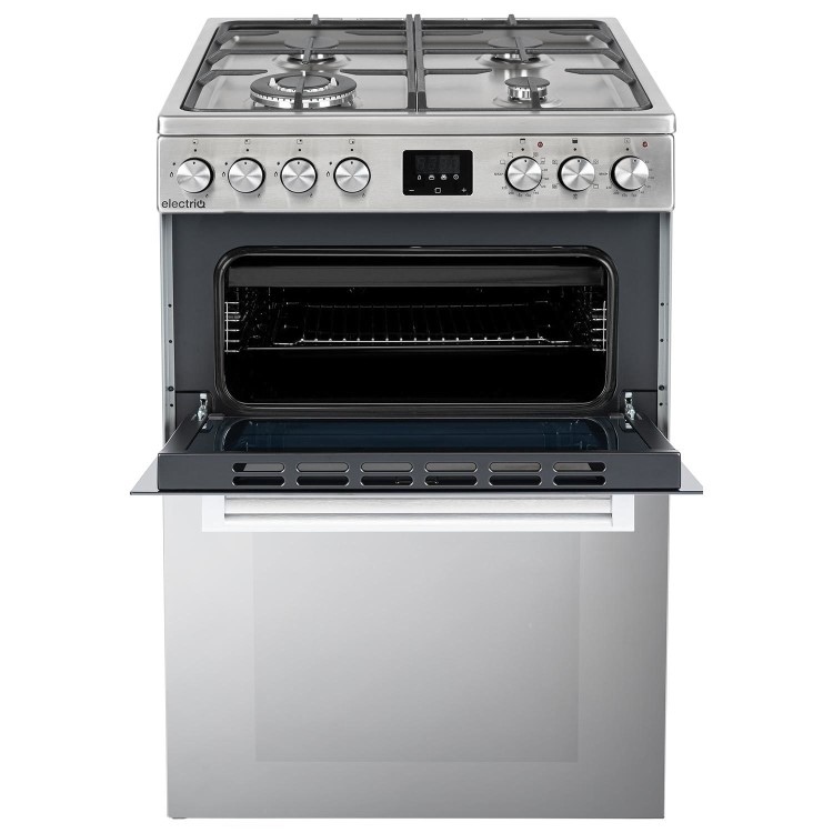 electriQ 60cm Double Oven Dual Fuel Cooker with Mirror Door